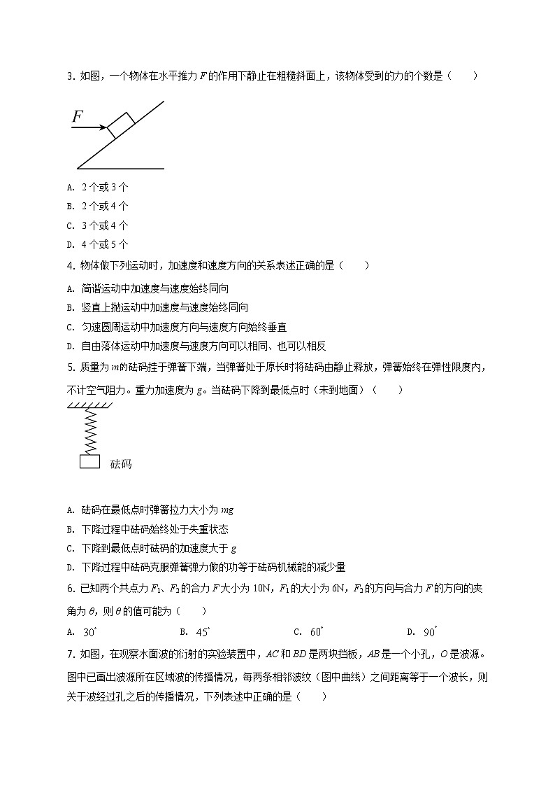 2021年上海市杨浦高三一模物理试卷及答案02