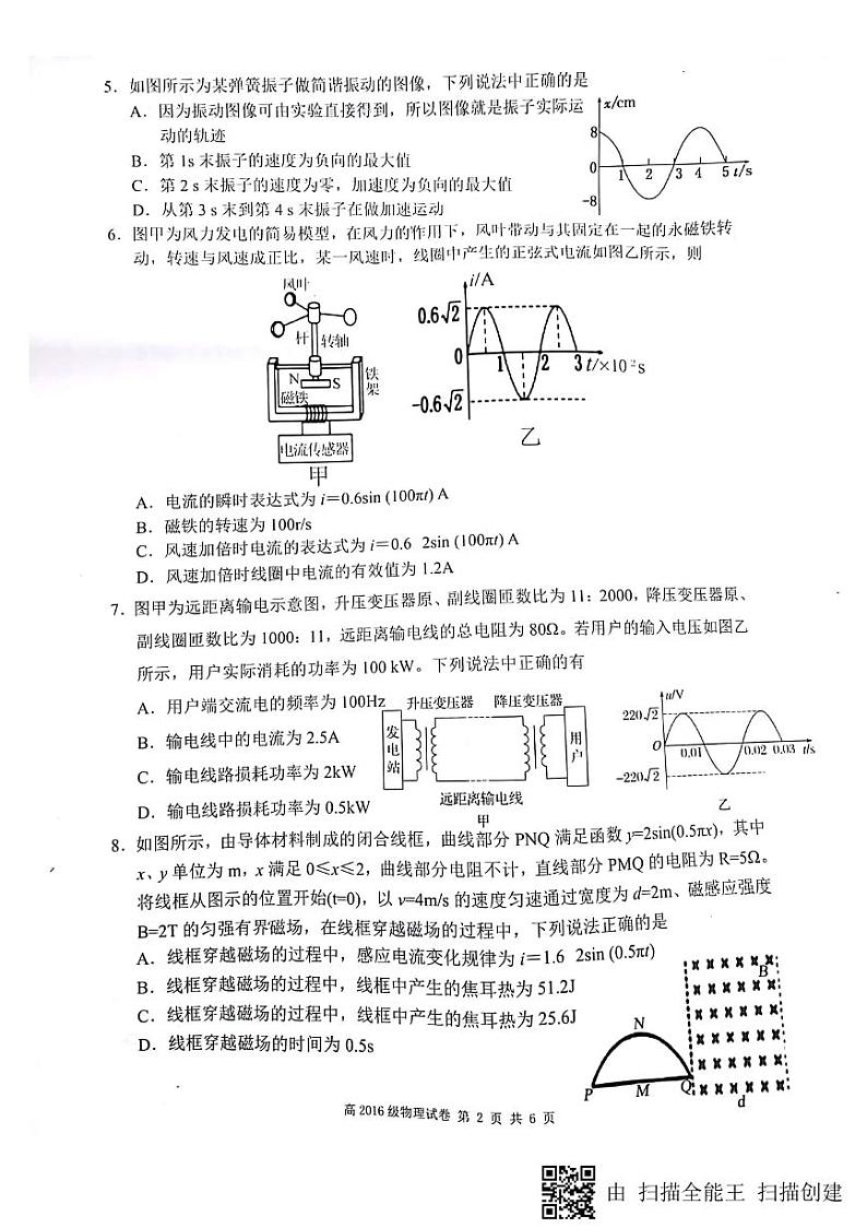 2017-2018学年四川省蓉城名校联盟高中高二4月期中联考物理试题 PDF版02