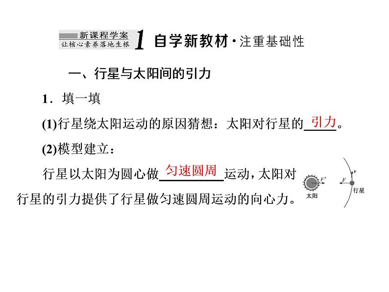 人教新版高中物理必修第二册说课课件  第七章 第2节 万有引力定律02