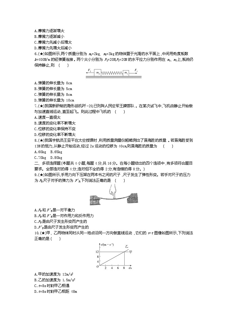 4、山东省枣庄市2019-2020学年高一上学期期末考试物理试题（学生版）02