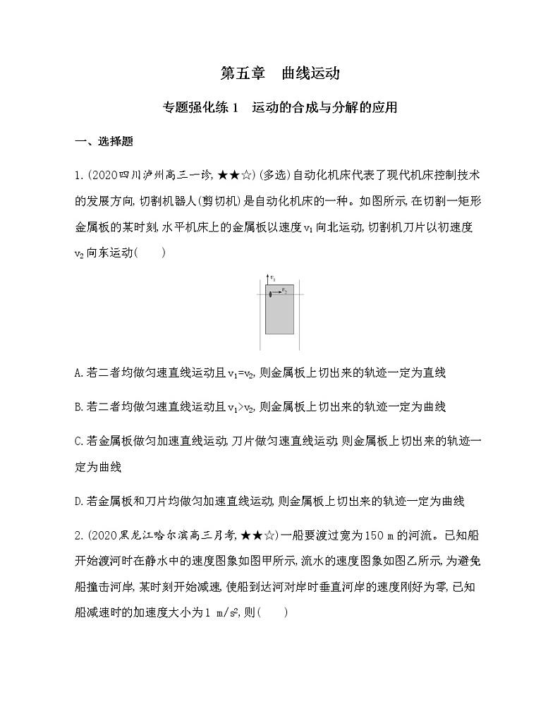 2-专题强化练1　运动的合成与分解的应用（可编辑word）01