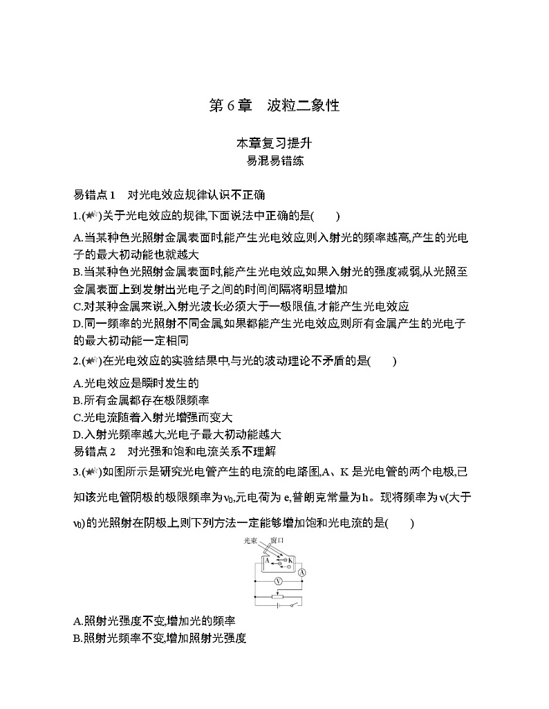 第6章　波粒二象性复习提升 试卷01