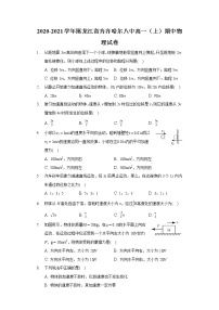 2020-2021学年黑龙江省齐齐哈尔八中高一（上）期中物理试卷