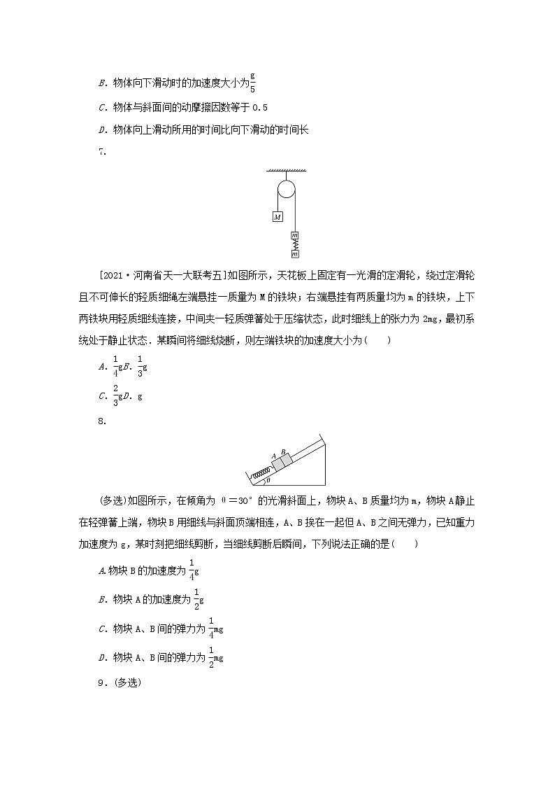 2022届高考物理一轮复习专题24用牛顿第二定律解决瞬时问题练习含解析第3页