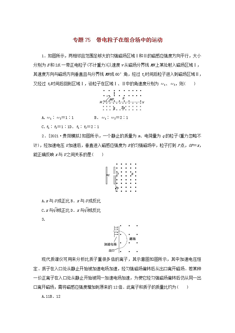 2022届高考物理一轮复习专题75带电粒子在组合场中的运动练习含解析第1页