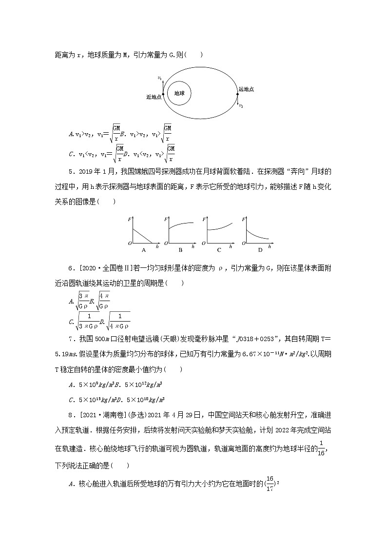 2022届高考物理一轮复习专题35开普勒定律万有引力定律练习含解析第2页