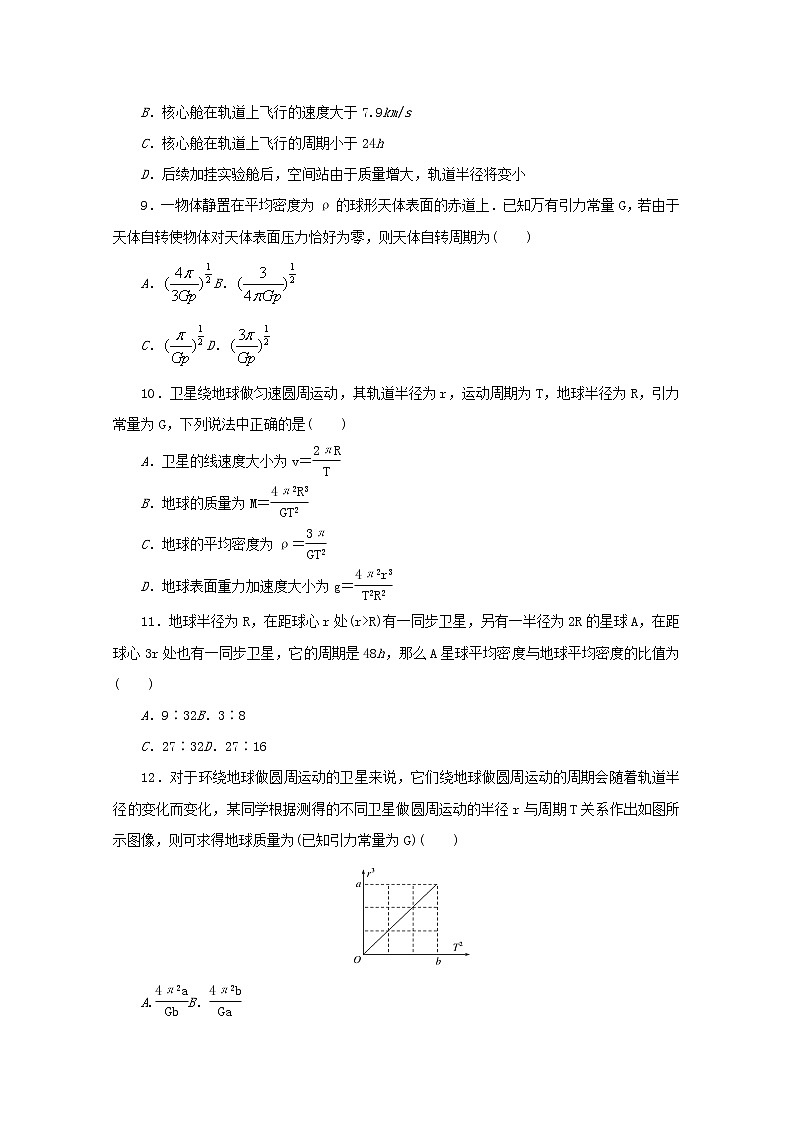 2022届高考物理一轮复习专题35开普勒定律万有引力定律练习含解析第3页