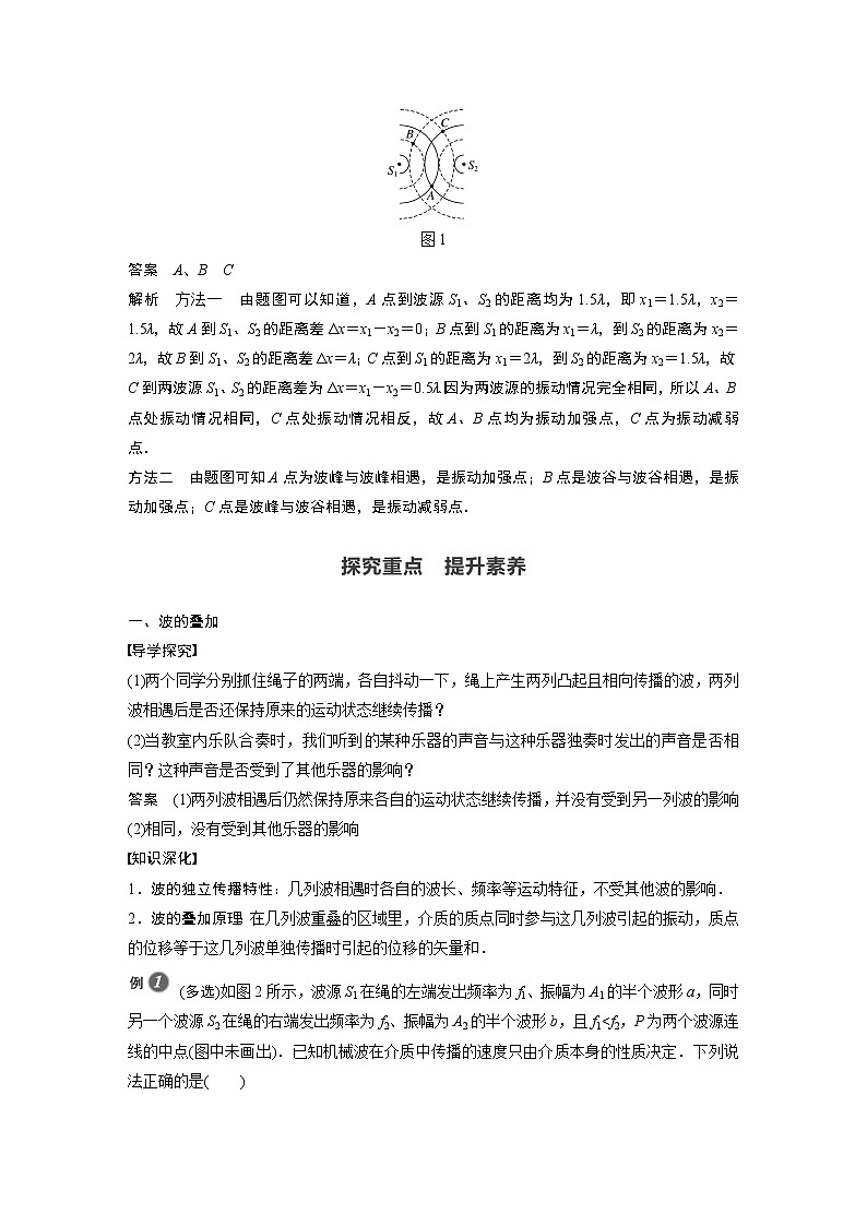 2022年高中物理（新教材）新人教版同步学案第三章 4 波的干涉第2页