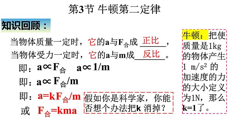 4.3  牛顿第二定律 课件—2021-2022学年高一上学期物理人教版（2019）必修第一册02