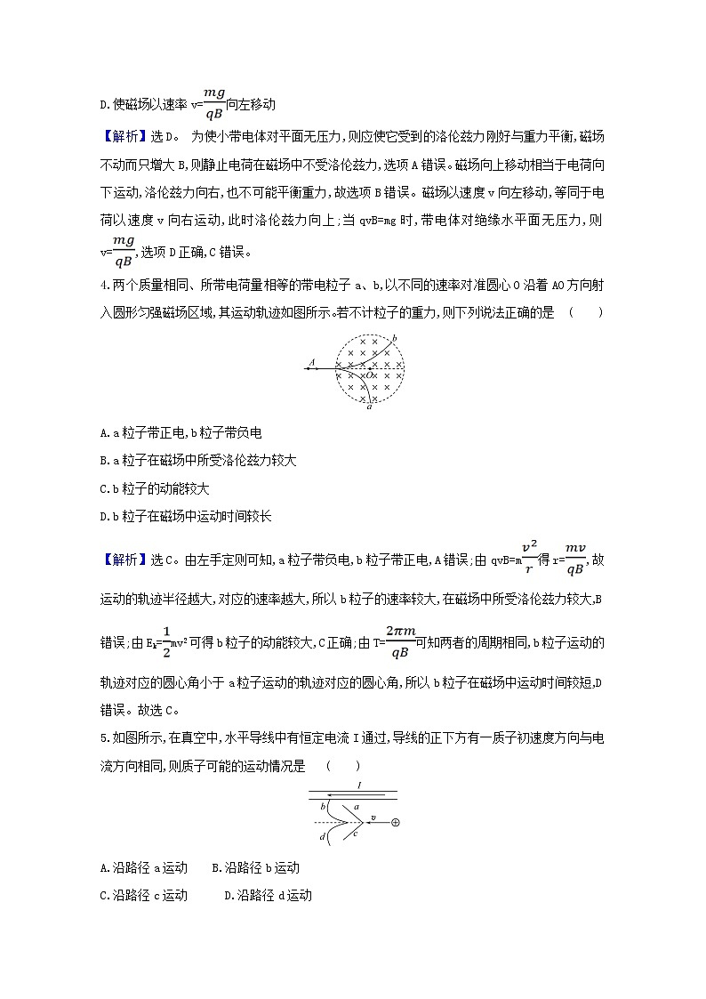 2021_2022版高中物理第三章磁场5运动电荷在磁场中受到的力课时作业含解析新人教版选修3_120210330165第2页