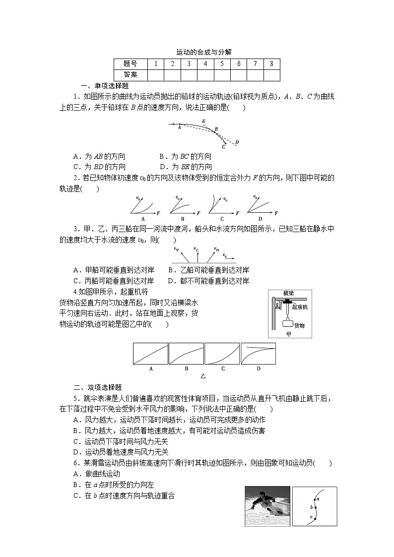 运动的合成与分解练习题01