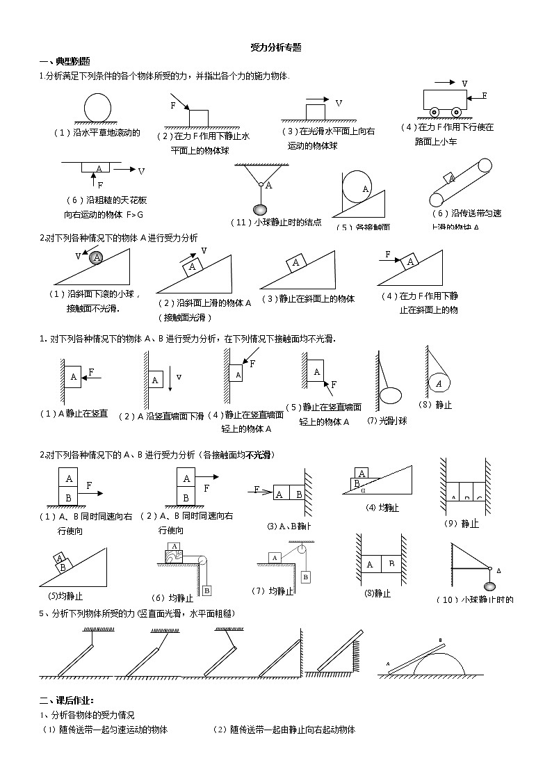 高中物理受力分析精选习题01