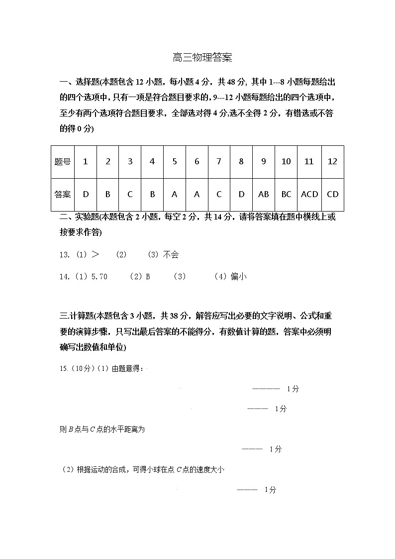 2022届山西省运城市高三上学期期中考试物理试题 PDF版含答案01