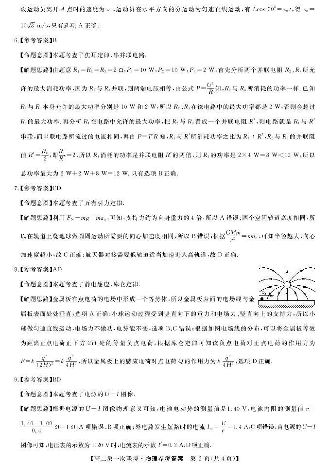 湖南省天壹名校联盟2021-2022学年高二上学期第一次联考（期中）物理试题PDF版含答案02