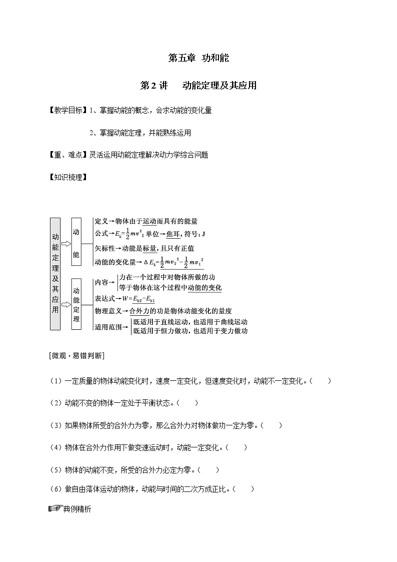 第5章 第2讲  动能定理及其应用—2022届高中物理一轮复习讲义（机构专用）学案01