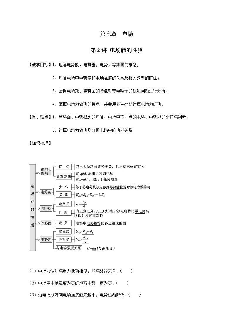 第7章 第2讲  电场能的性质—2022届高中物理一轮复习讲义（机构专用）学案01