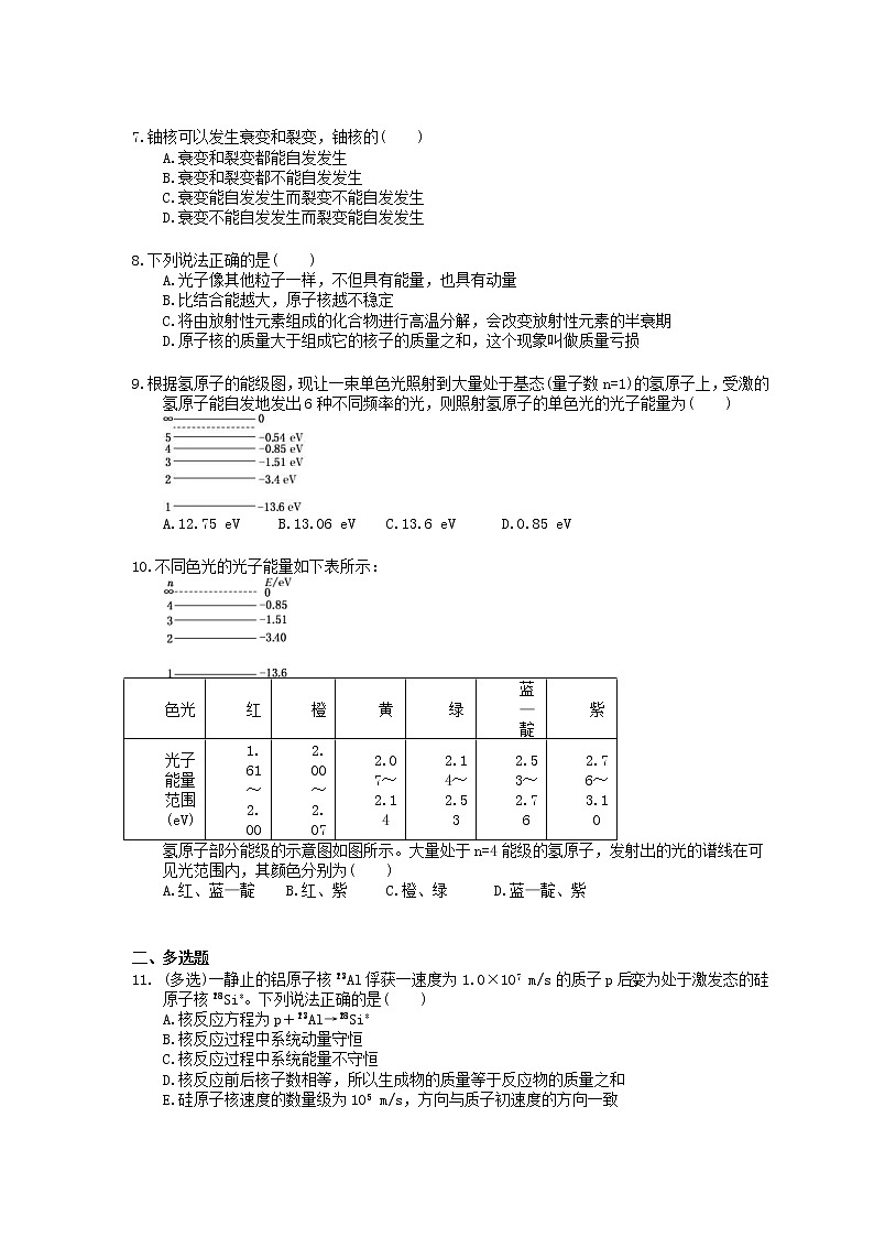 2022年高考物理一轮考点跟踪练习43《原子结构与原子核》（含详解）02