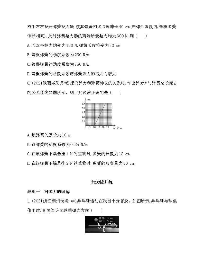 2.1　弹力练习2021-2022学年物理必修1人教版（Word含解析）03