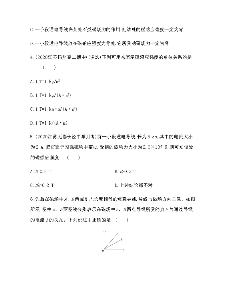 2　磁感应强度练习2021-2022学年物理选修3-1人教版（Word含解析）第2页