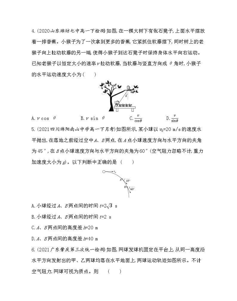 1-第五章　抛体运动测评卷2021-2022学年物理必修第二册人教版2019（含解析）第2页