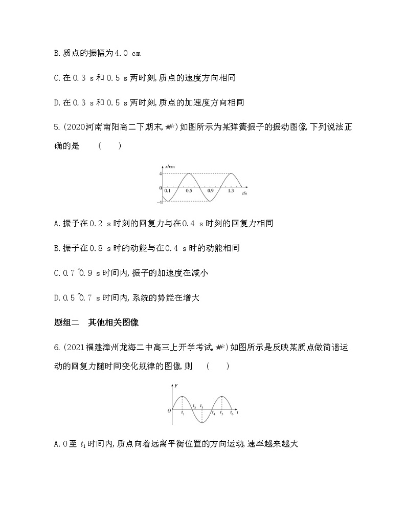 第二章专题强化练3　振动图像问题练习2021-2022学年物理选择性必修第一册人教版2019（含解析）03