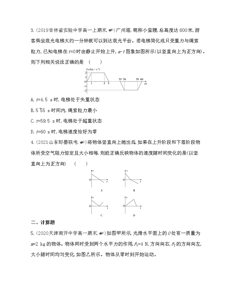 第四章专题强化练14　动力学图象问题练习2021-2022学年物理必修1人教版（Word含解析）第2页