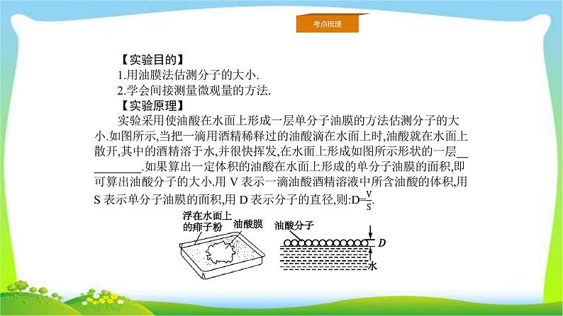 人教版高考物理总复习选修3-3.4实验：用油膜法估测分子大小课件PPT02