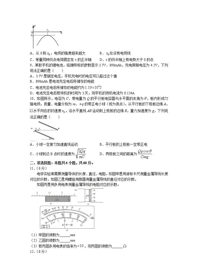 2021-2022学年河南省百强名校高二上学期期中考试物理试题 解析版03