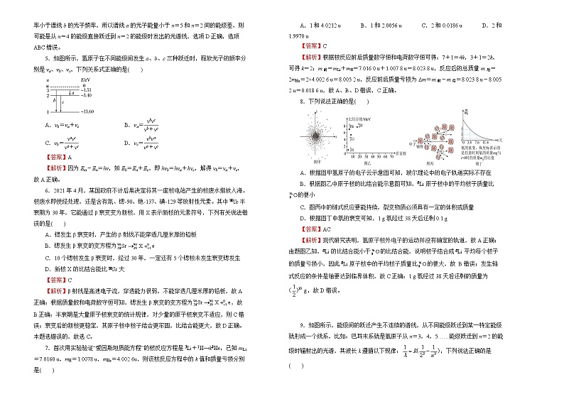 （新高考）2022届高中物理一轮复习 第十三单元 原子物理 训练卷 B卷 教师版第2页