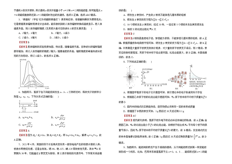 2022届高中物理一轮复习 第十二单元 原子物理 训练卷 B卷 教师版第2页