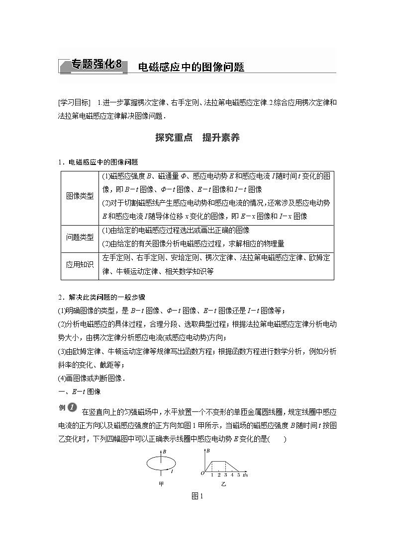 2022年高中物理（新教材）新粤教版选择性必修第二册同步学案专题强化8 电磁感应中的图像问题01