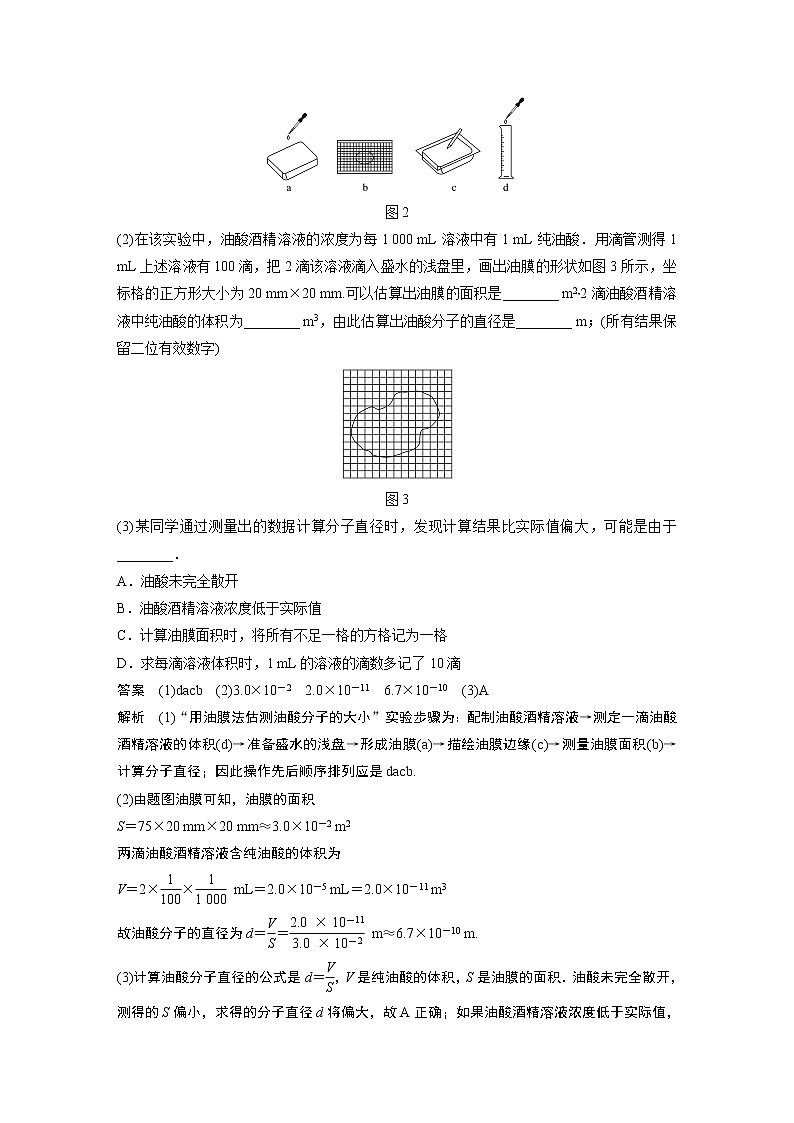 2022年高中物理（新教材）新粤教版选择性必修第三册同步学案第一章 实验 用油膜法估测油酸分子的大小03