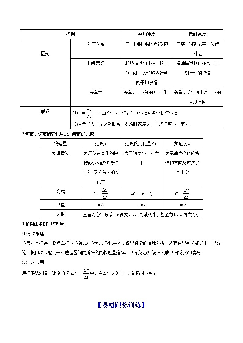易错点01 运动的描述 匀变速直线运动-备战2022年高考物理典型易错题辨析与精练学案02