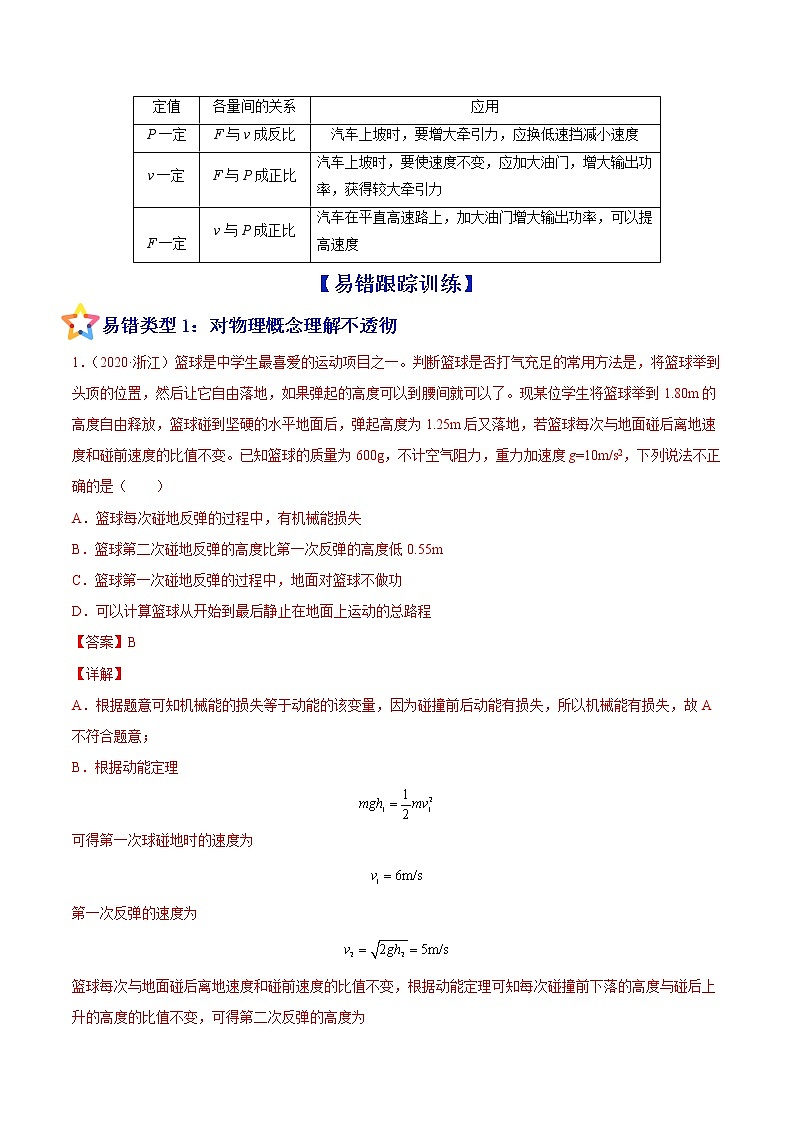 易错点11 功、功率、动能定理及其应用-备战2022年高考物理典型易错题辨析与精练学案03