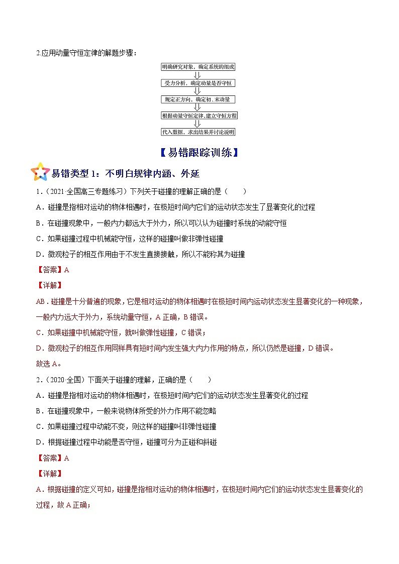 易错点15 动量守恒定理及其应用-备战2022年高考物理典型易错题辨析与精练学案03