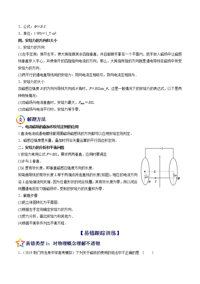 易错点20 磁场的描述 安培力-备战2022年高考物理典型易错题辨析与精练学案02