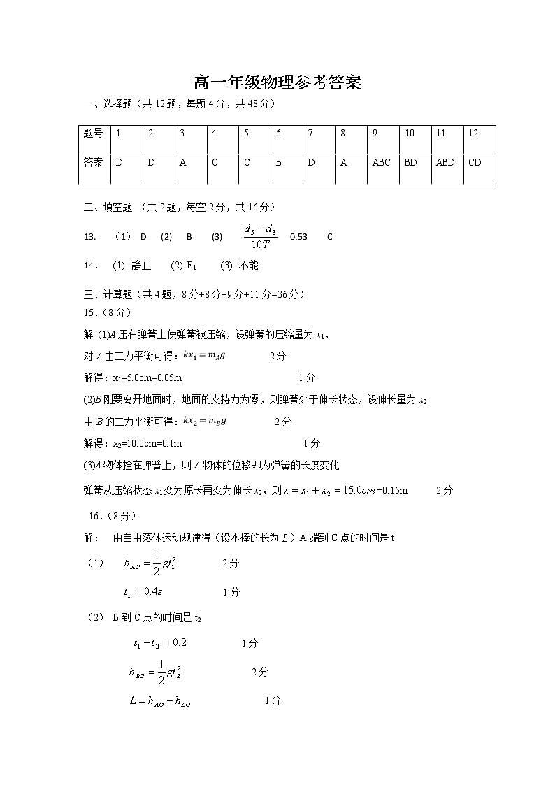 2019-2020学年江西省赣州市高一上学期期中考试物理试卷 PDF版含答案01