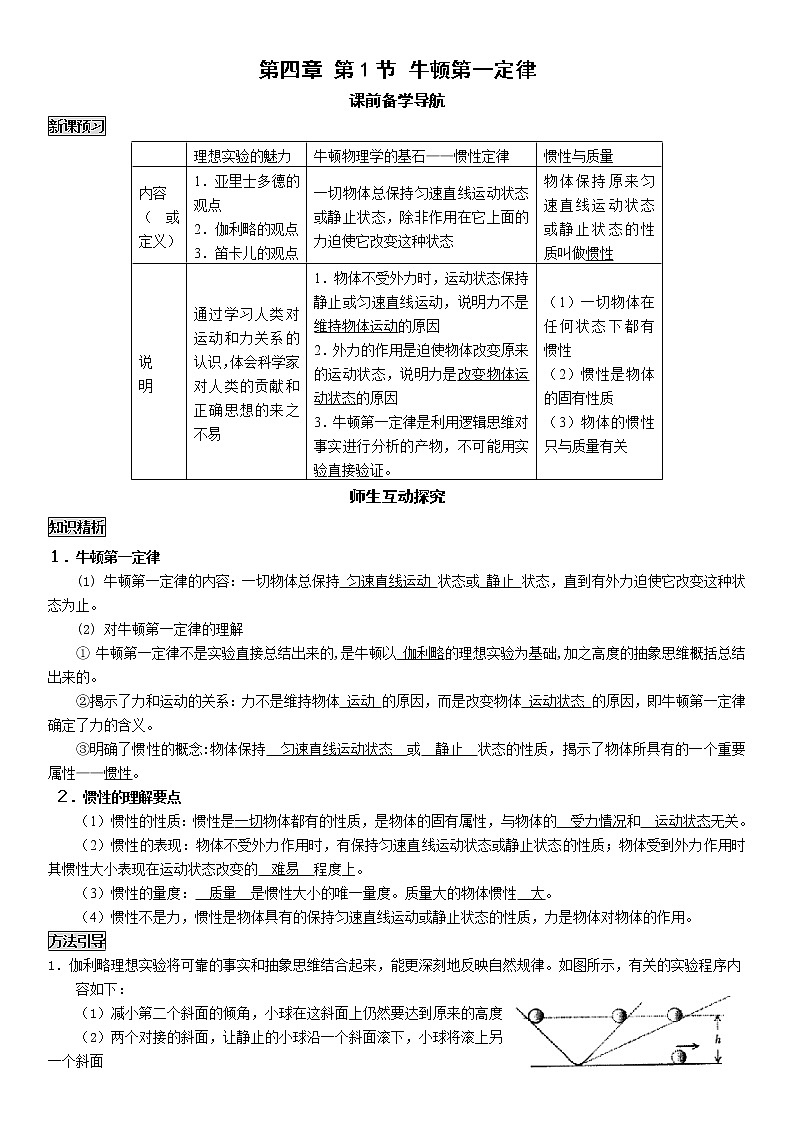 高中物理“牛顿运动定律”导学案练习题01