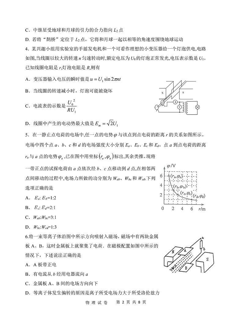 2017-2018学年湖南省浏阳一中、株洲二中等湘东五校高二下学期期末联考物理试题（pdf版）02