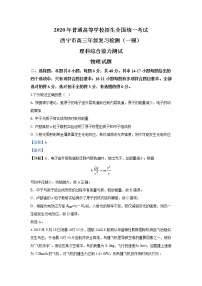 青海省西宁市2020届高三下学期普通高等学校招生全国统一考试复习检测（一模）物理试题 Word版含解析