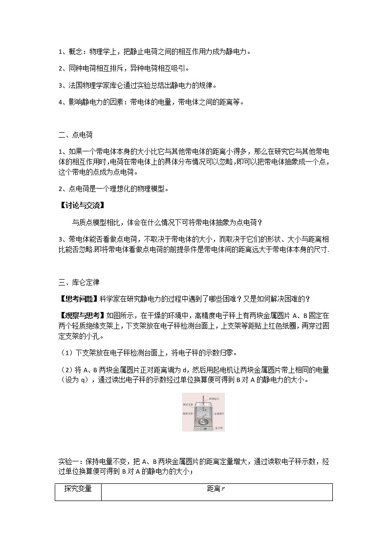 1.2库仑定律 教学设计第2页