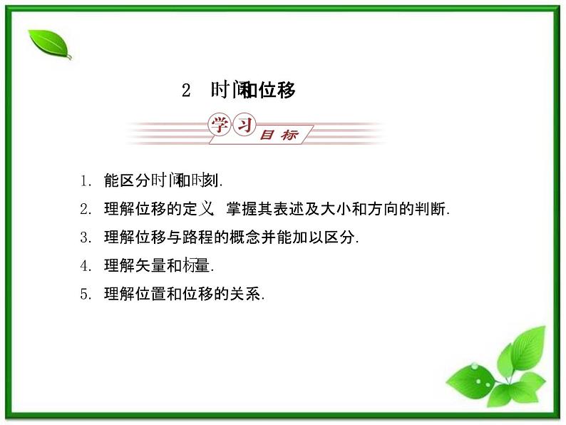 【同步推荐】人教版必修1物理同步教学课件：1.2《 时间和位移》第1页