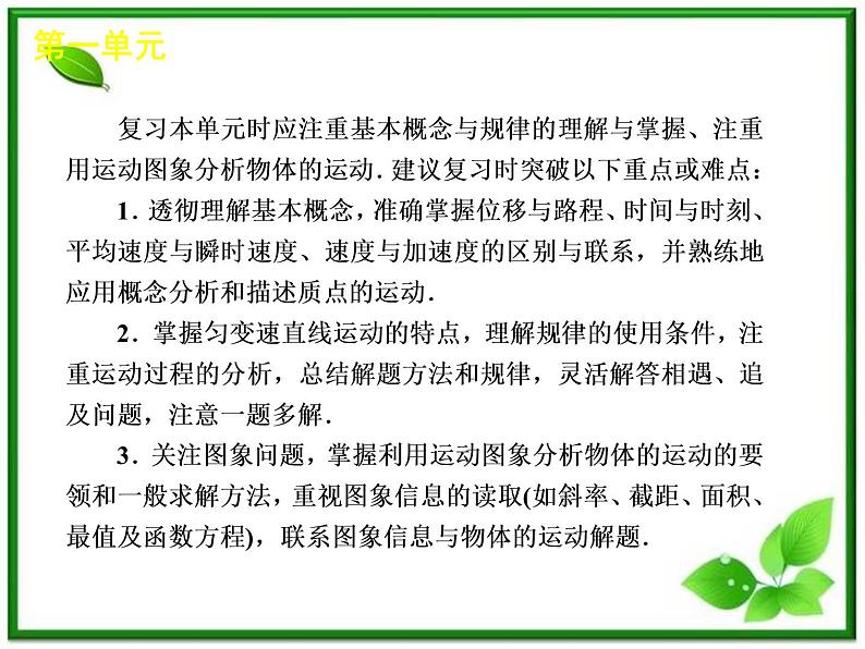 【回归基础】年高考物理冲刺专题复习课件 第1单元-质点的直线运动（新课标）07