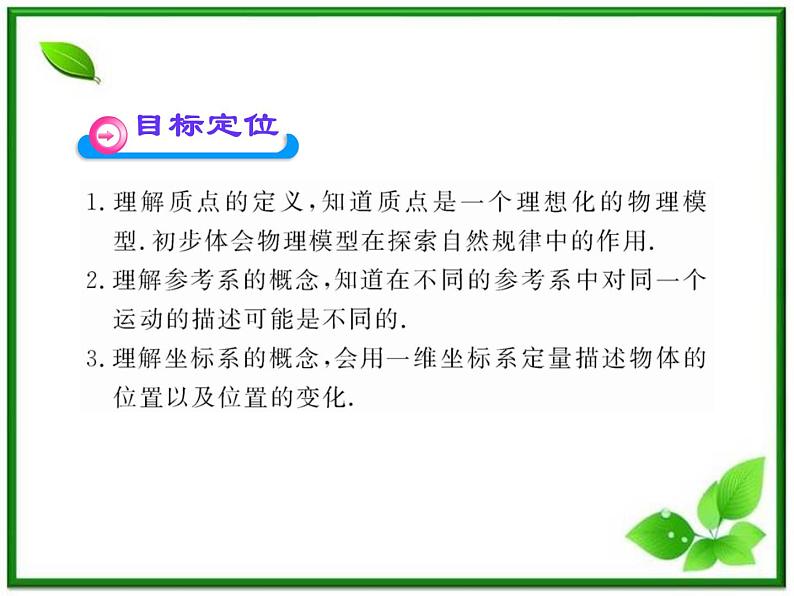 高一物理知能巩固课件：1.1《质点、参考系和坐标系》（人教版必修1）第2页