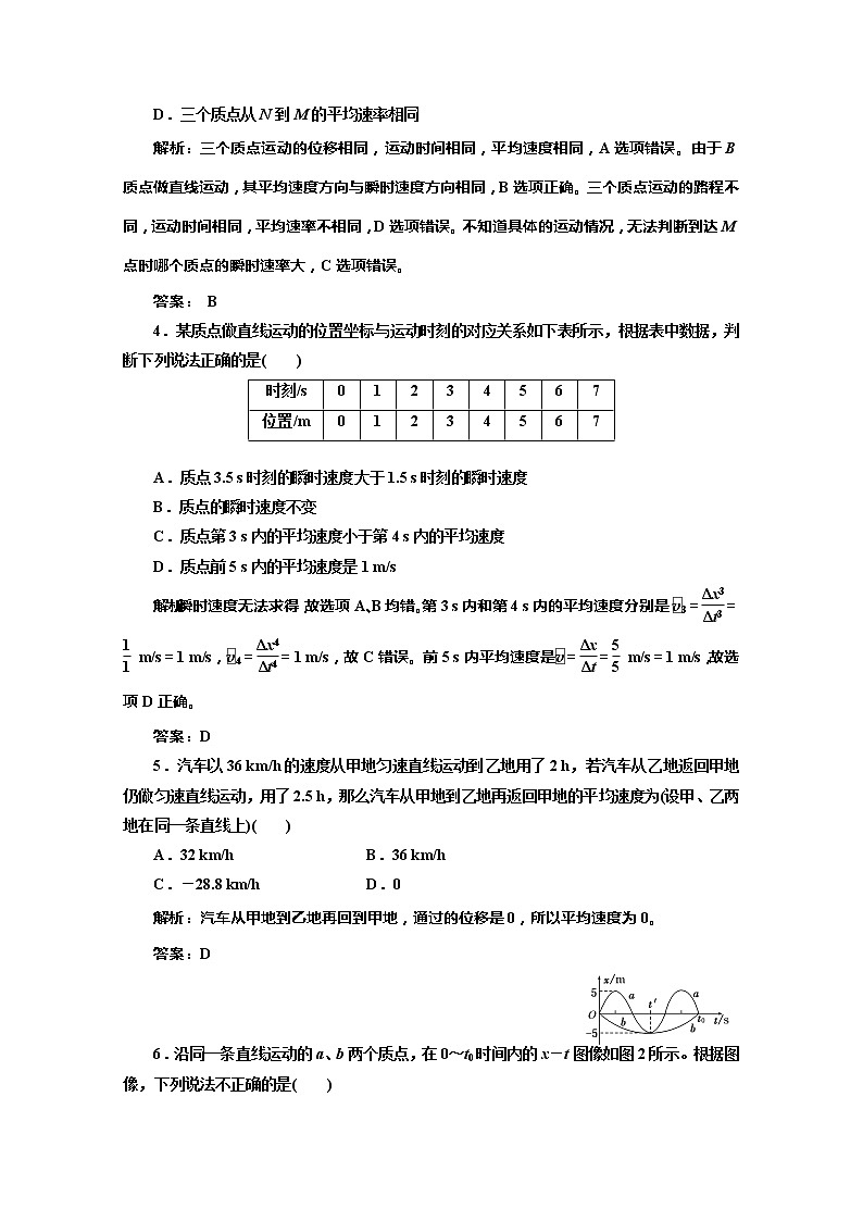 高一物理必修1：第一章 第3节 课时跟踪训练第2页