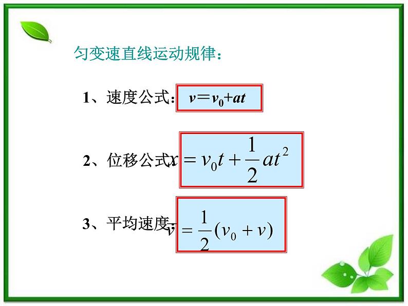 物理人教版必修1精品课件：《匀变速直线运动的位移与速度的关系》第2页