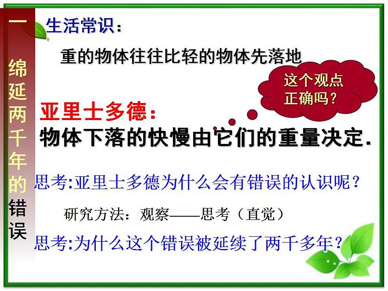 江西省新余九中高一物理《2.6伽利略对自由落体运动的研究》课件04