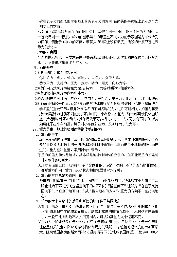 物理人教版必修1学案 3.1《重力 基本相互作用》第2页