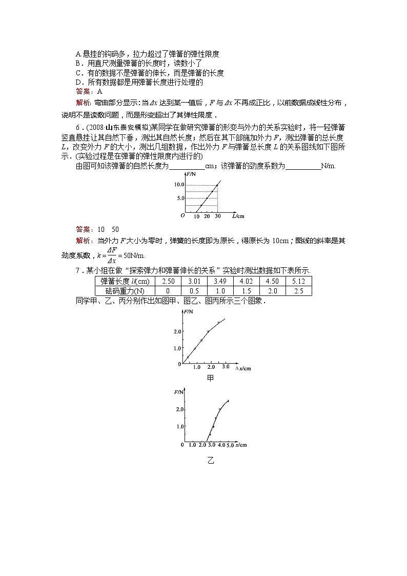 《探究弹力和弹簧伸长的关系》物理同步练习（人教版必修1）03