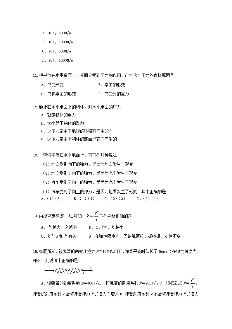 内蒙古高三物理  （人教版） 单元知识点练习同步8《弹力》03